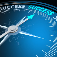 Success word on compass