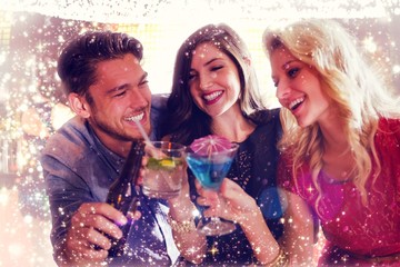 Composite image of friends with drinks