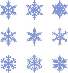 Naklejka na ściany i meble Snowflakes icon collection. Vector shape