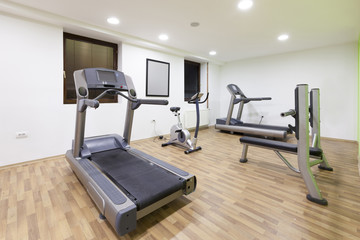 Treadmills in hotel gym 