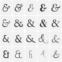 Collection of  ampersands for lettes and invitation. Vector