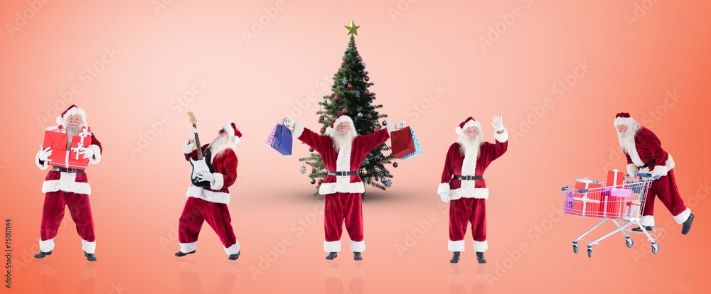 Poster composite image of different santas