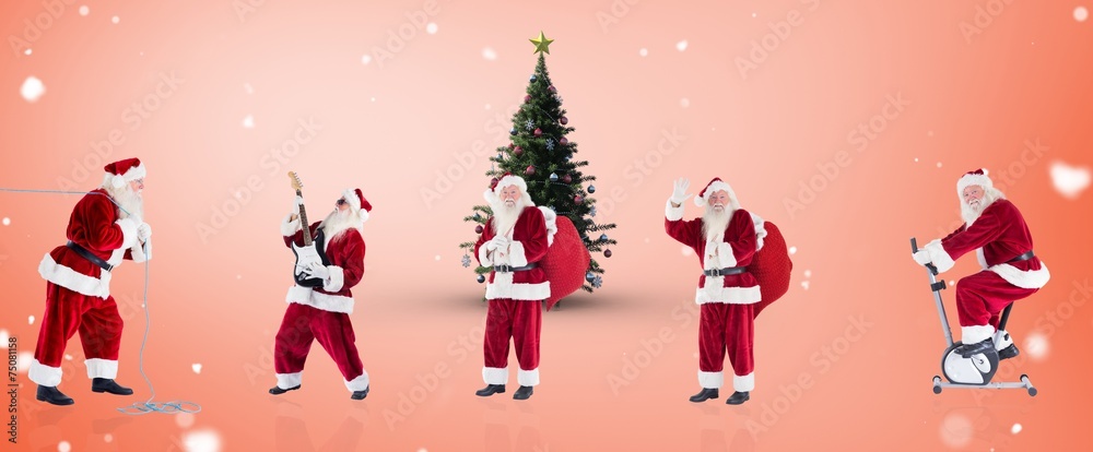 Poster composite image of different santas