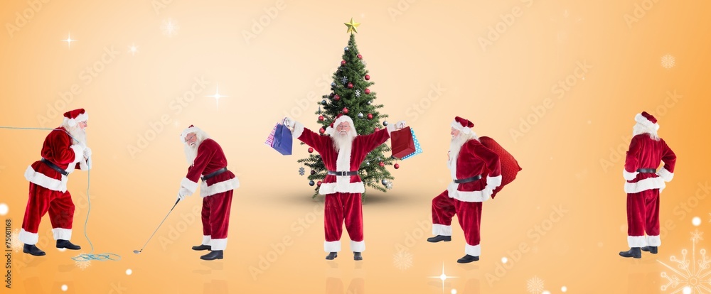 Poster Composite image of different santas