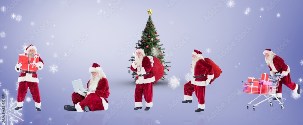 Aufkleber composite image of different santas