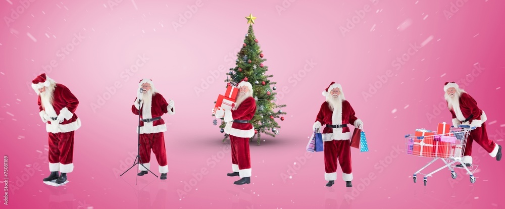 Aufkleber composite image of different santas