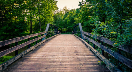 Old wooden bridge over a creek in Southern York County, Pennsylv