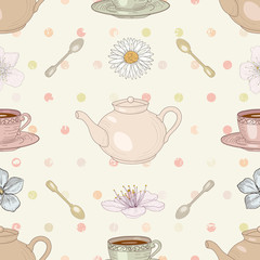 tea party seamless pattern - 75084177
