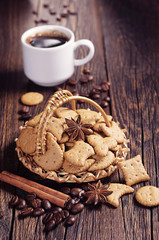 Obraz na płótnie Canvas Small decorative cookies and coffee