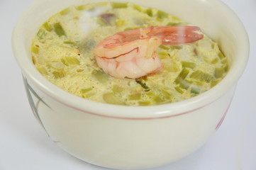 steamed egg  topping with shrimp