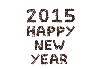 '2015 Happy New Year' written with coffee beans