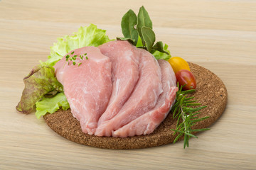Raw pork schnitzel