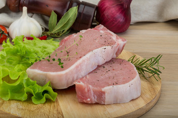Raw pork steak