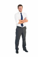 Handsome businessman smiling at camera