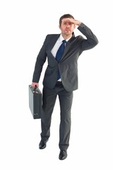 Businessman looking with his briefcase