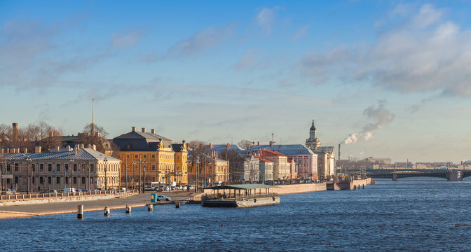 Panorama of The Universitetskaya Embankment, Petersburg