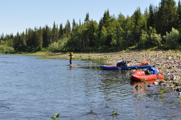 Kayaks on the beach.