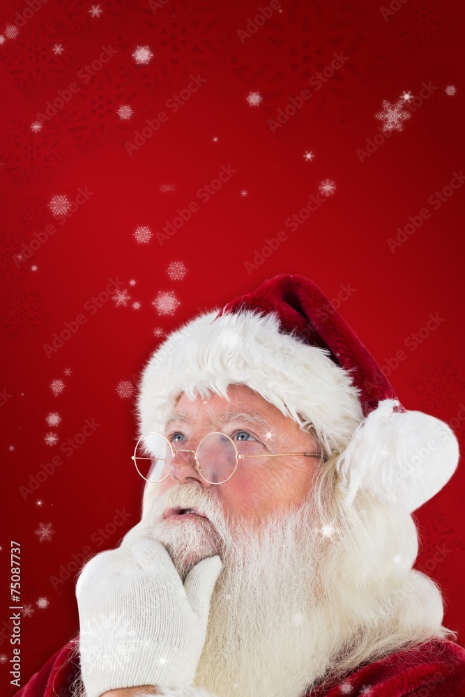 Poster composite image of santa is thinking about something