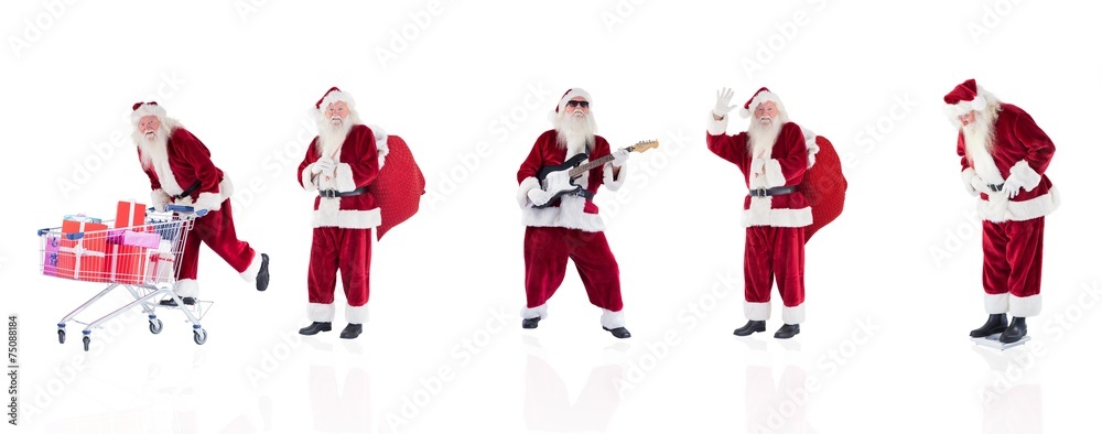 Aufkleber composite image of different santas