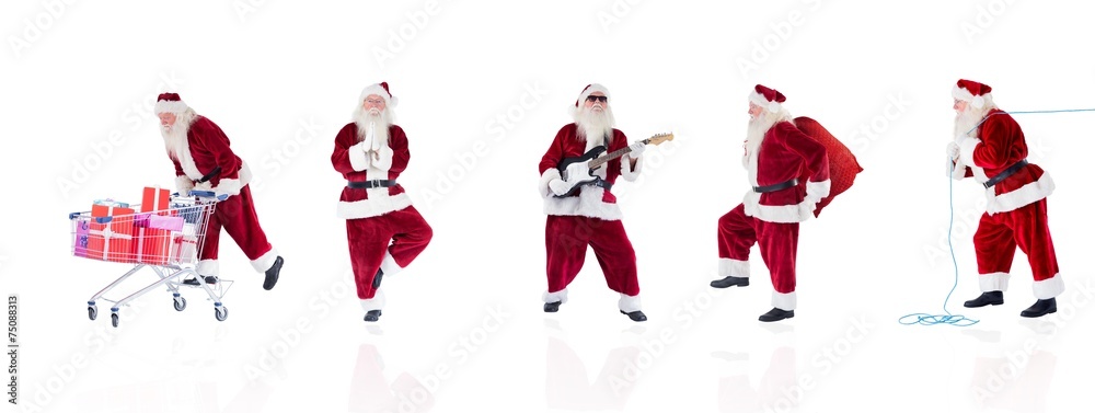Aufkleber composite image of different santas