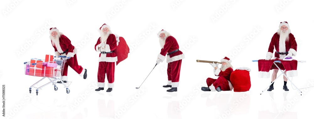 Poster Composite image of different santas