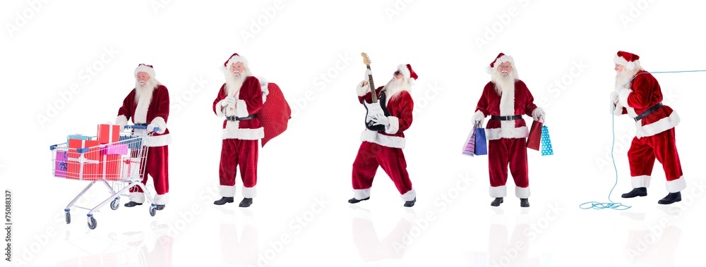Poster composite image of different santas