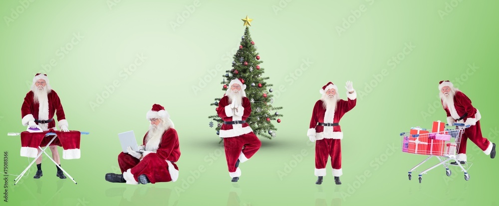 Aufkleber Composite image of different santas
