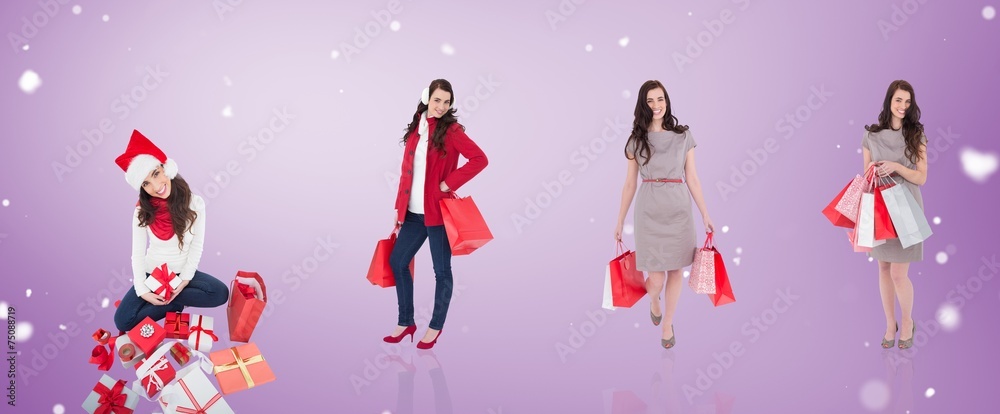 Poster composite image of different elegant brunettes