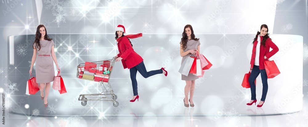 Poster Composite image of different elegant brunettes