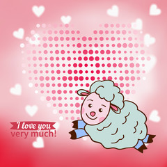 Illustration drawn by animal sheep declaration of love