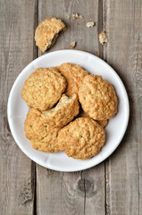 Oatmeal cookies on rustic table
