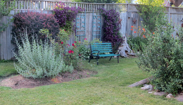 Bench Seating In A Backyard Oasis