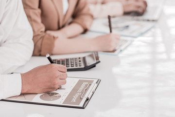 Fototapeta premium Business people discussing the charts and graphs showing the res