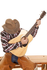 Naklejka premium cowboy play guitar head down