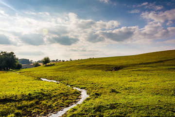 Small stream in a field, near Spring Grove, Pennsylvania.