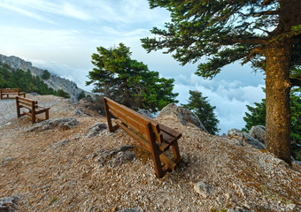 Obraz premium Summer morning cloudy top view of Mount Aenos (Kefalonia, Greece