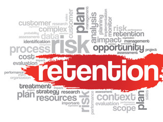 Word Cloud with Retention related tags, vector business concept