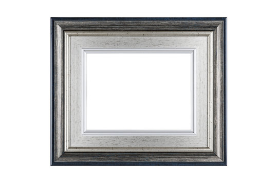 Silver frame isolated on white background with clipping path
