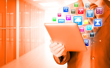 Business man use tablet  in office