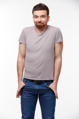 Fototapeta premium young man surprised, puzzled
