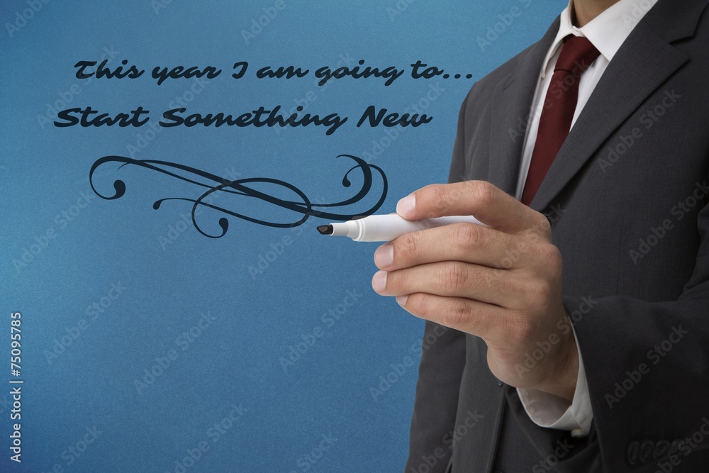 Poster composite image of classy businessman holding a marker
