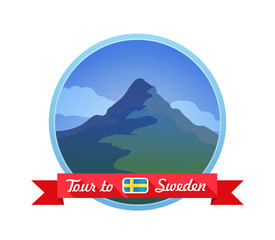 Naklejka premium Beautiful Nature Landscape in Vector Emblem with Caption