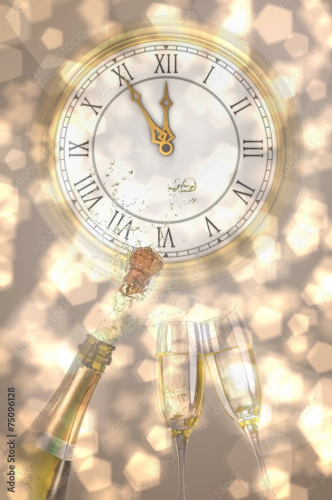 Poster Composite image of clock counting down to midnight