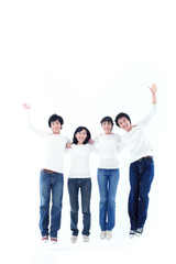 스튜디오 안의 젊은 대학생들