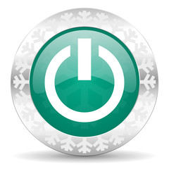 power green icon, christmas button, on off sign