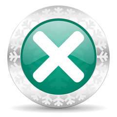Fototapeta premium cancel green icon, christmas button, x sign