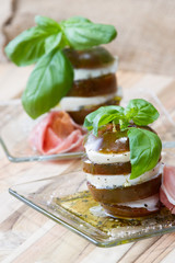 fresh mozzarella and tomato stack