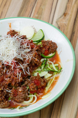 meat sauce with zucchini noodles