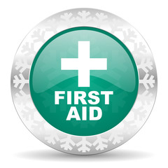 Obraz premium first aid green icon, christmas button