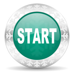 start green icon, christmas button